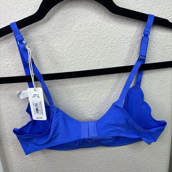 Smoothez by Aerie Bra Beige Full Coverage Unlined Underwire 34C Blue New - Picture 5 of 6